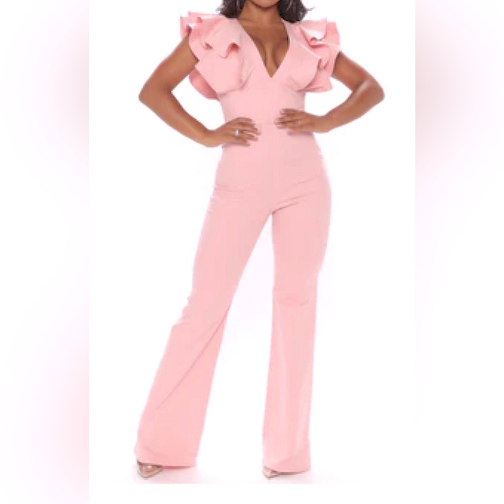Cute Fashion Nova baby pink jumpsuit size M